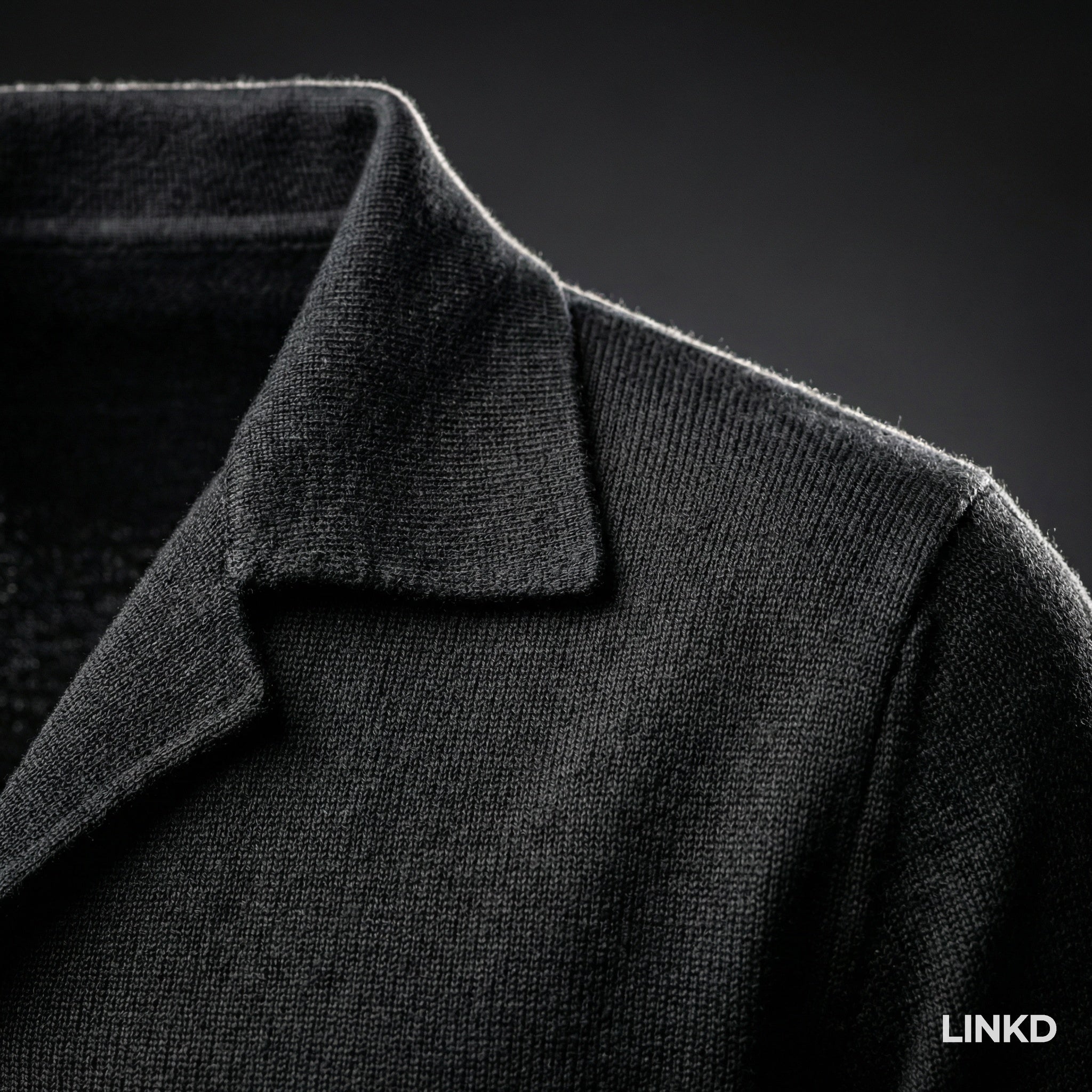 Men's Long Sleeve Knit Shirt with Lapel Collar