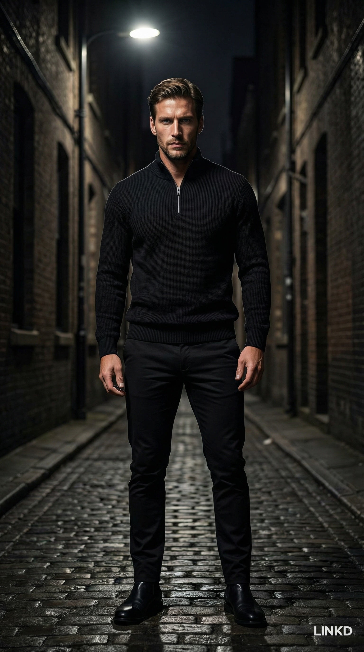 Men's Half-Zip Sweater with Stand Collar