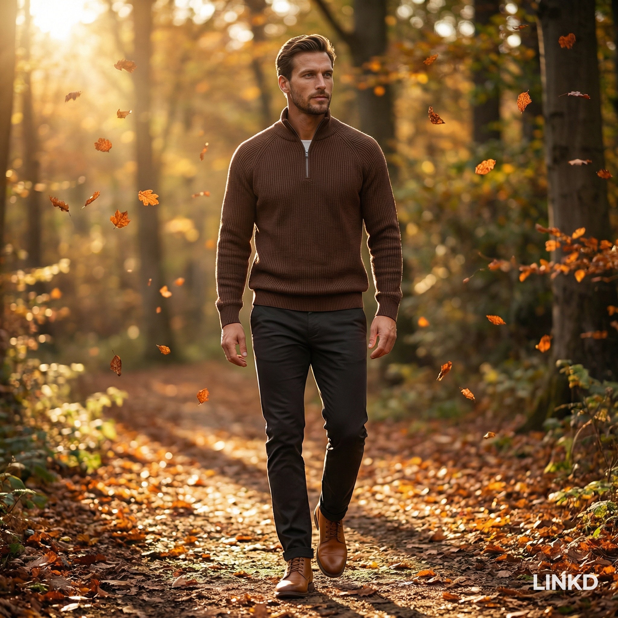 Men's Half-Zip Sweater with Stand Collar
