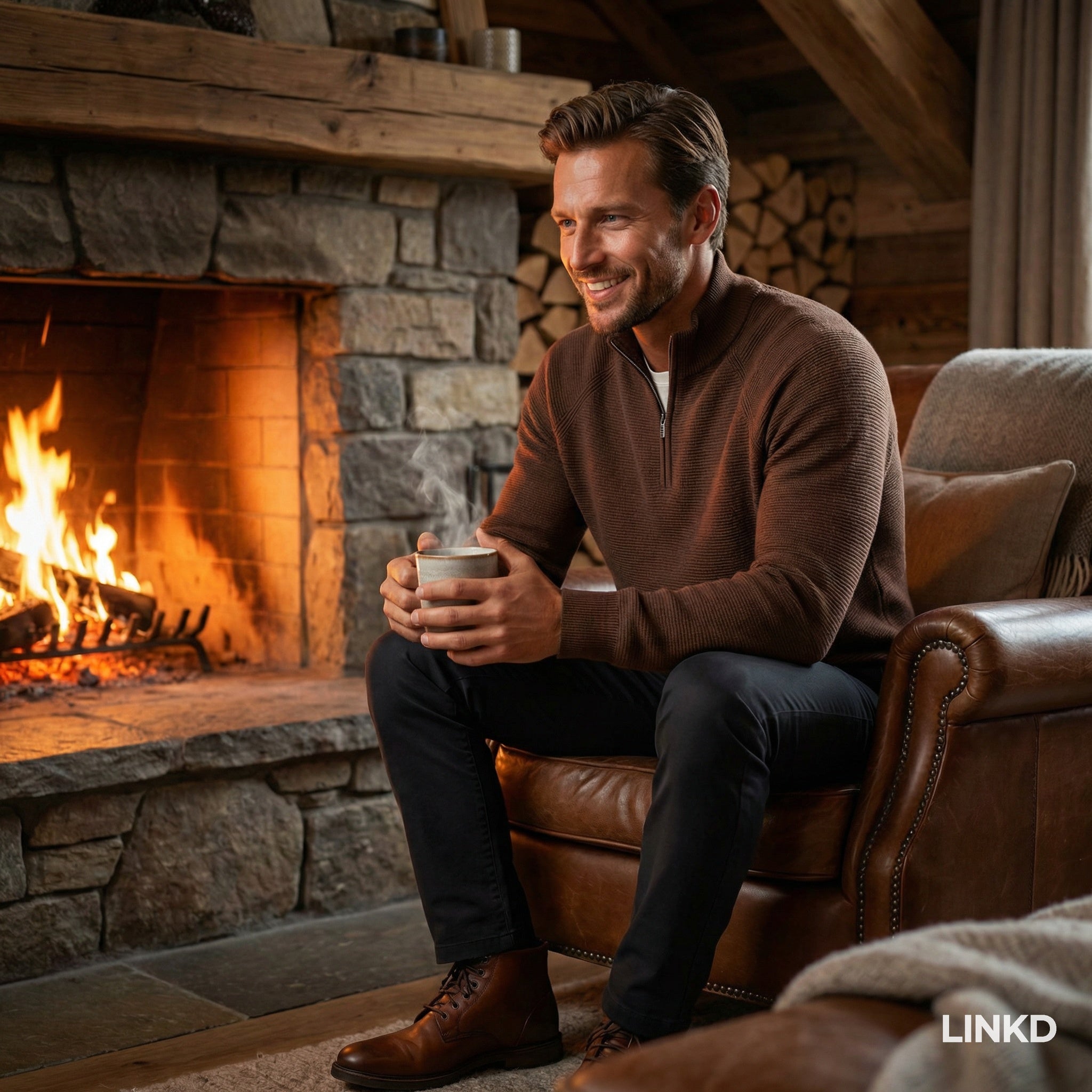 Men's Half-Zip Sweater with Stand Collar