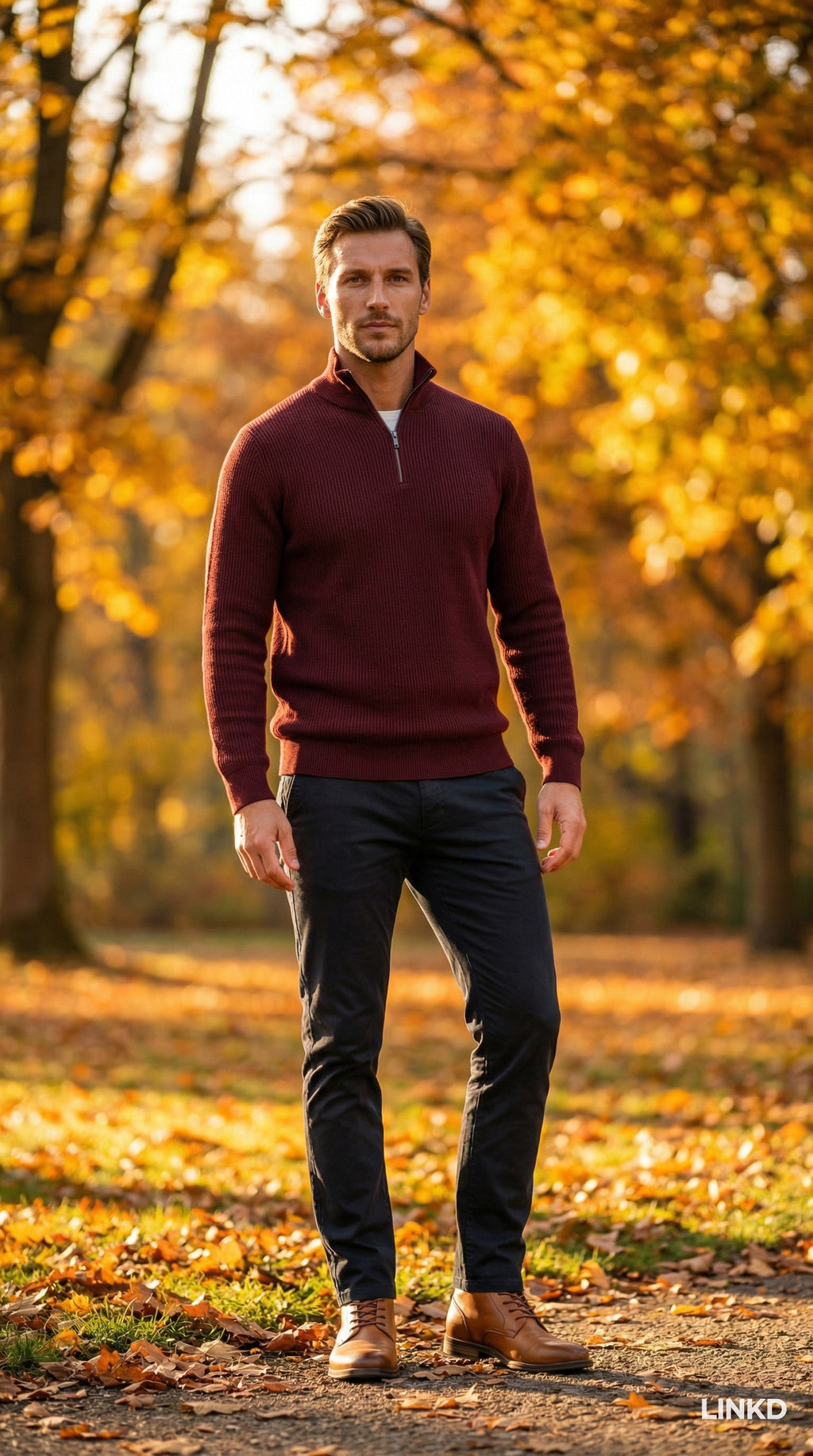 Men's Half-Zip Sweater with Stand Collar