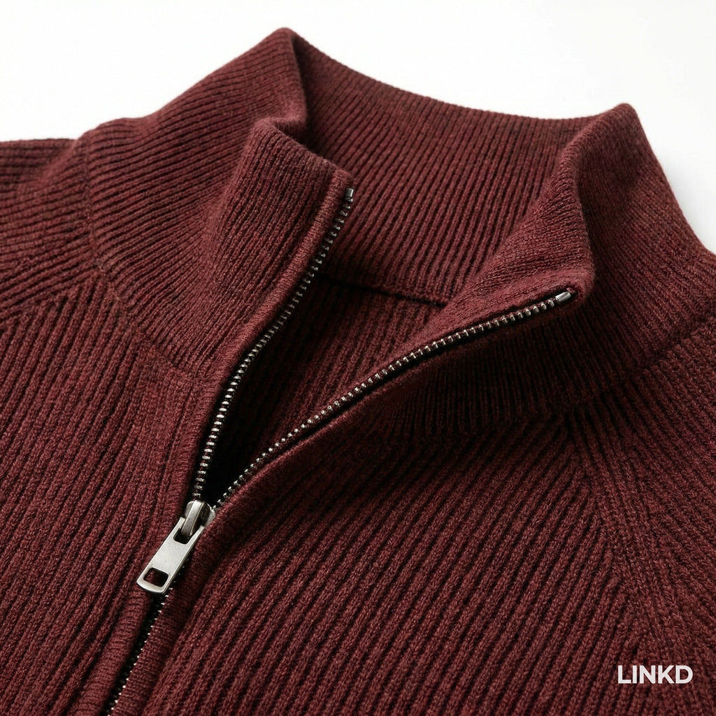 Men's Half-Zip Sweater with Stand Collar