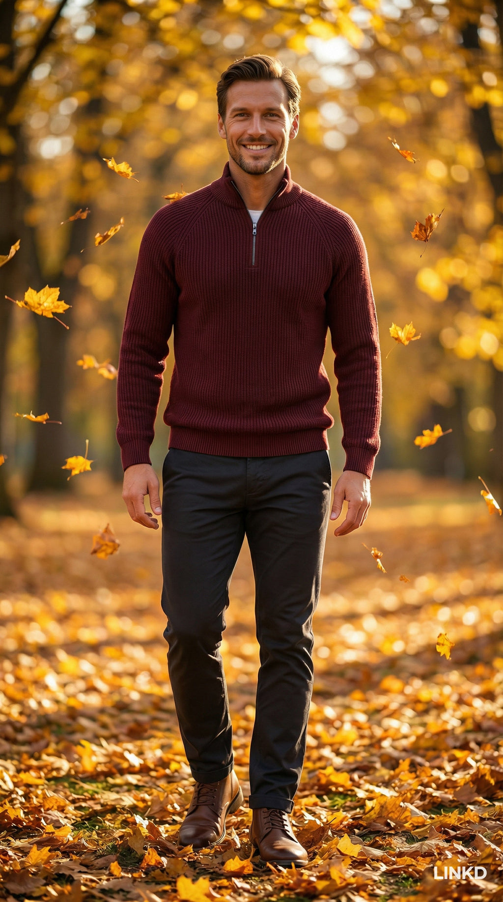 Men's Half-Zip Sweater with Stand Collar
