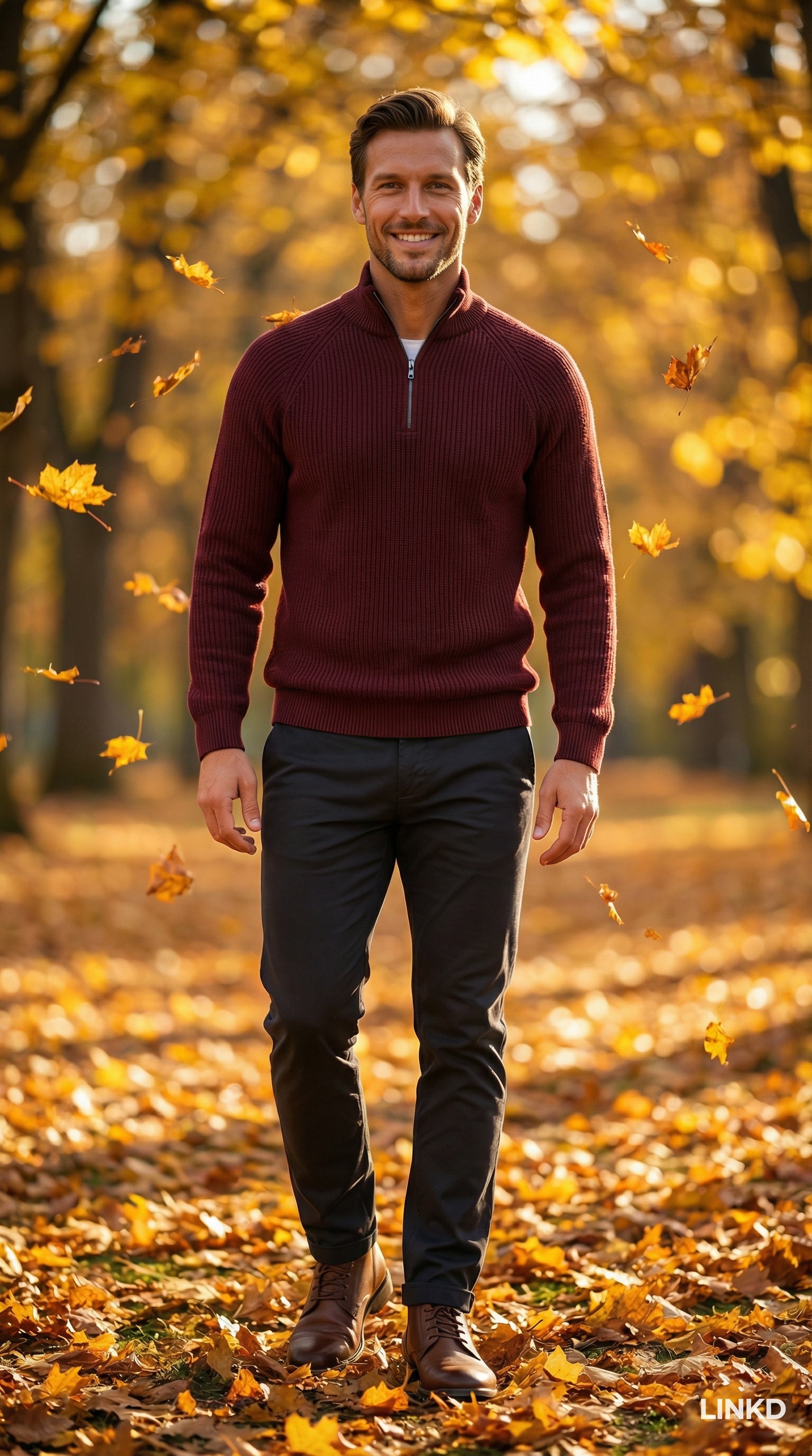 Men's Half-Zip Sweater with Stand Collar