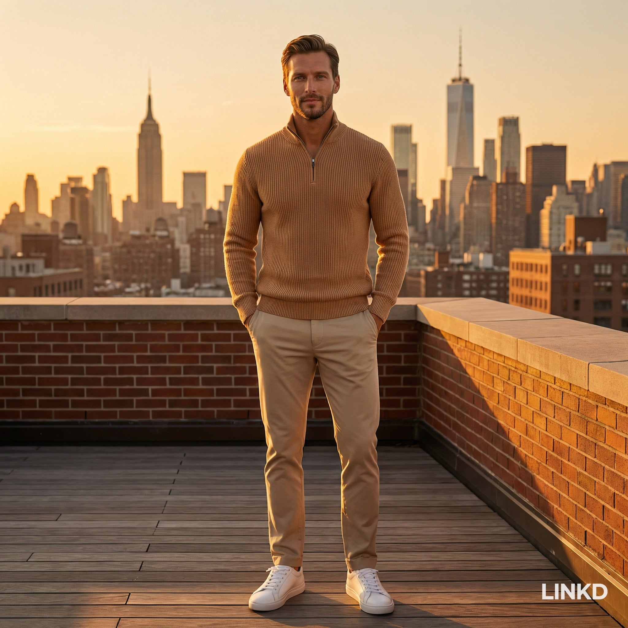 Men's Half-Zip Sweater with Stand Collar