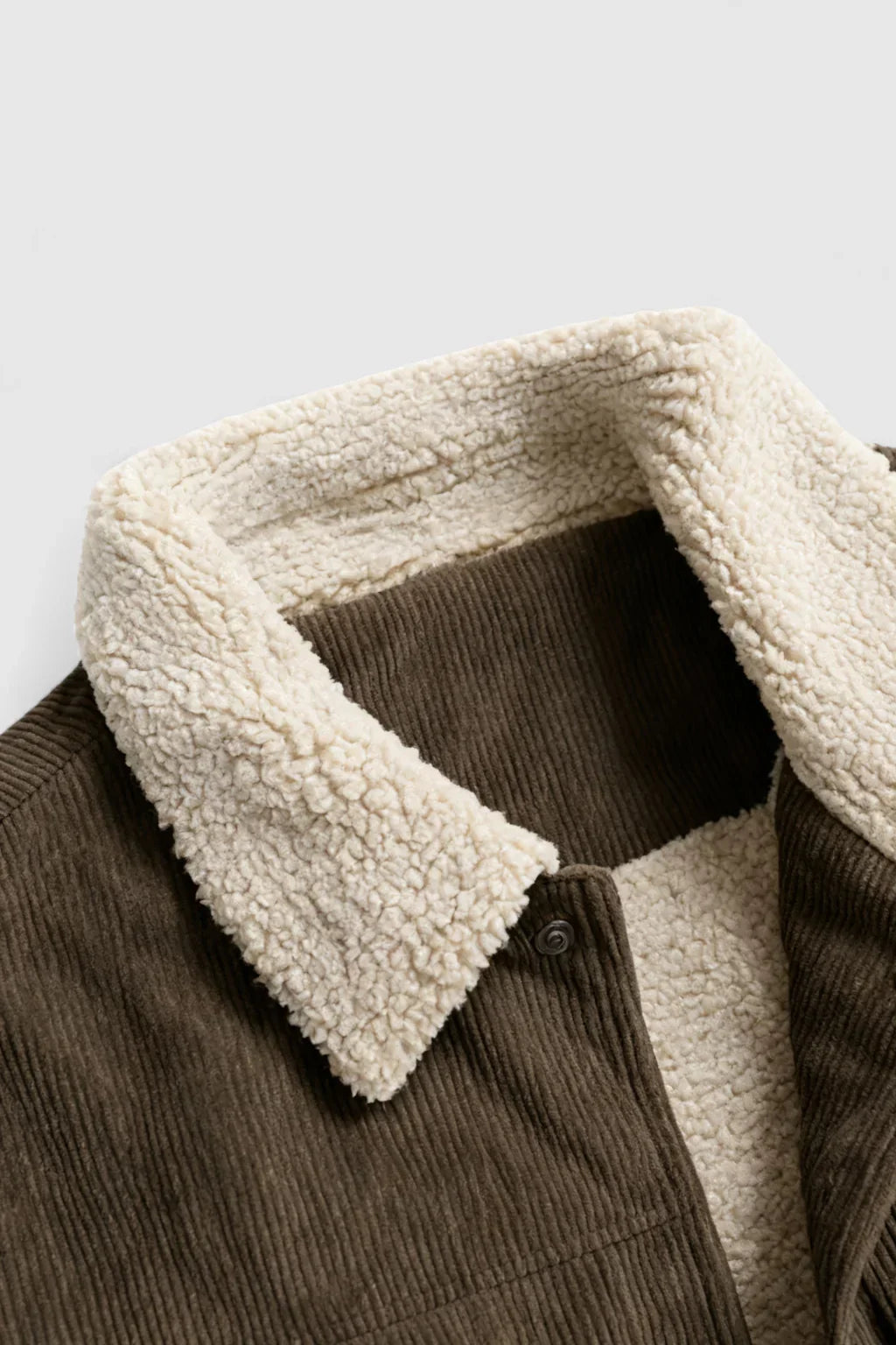 Men's Corduroy Jacket with Sherpa Collar - Coffee Brown