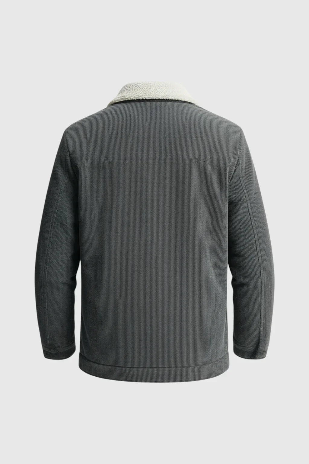 Men's Corduroy Jacket with Sherpa Collar - Charcoal Gray
