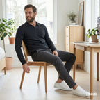 Men's Long Sleeve Knit Shirt with Lapel Collar