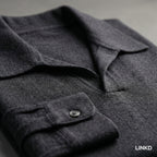 Men's Long Sleeve Knit Shirt with Lapel Collar