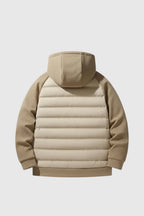 Loose Fit Hooded Down Jacket - Beige