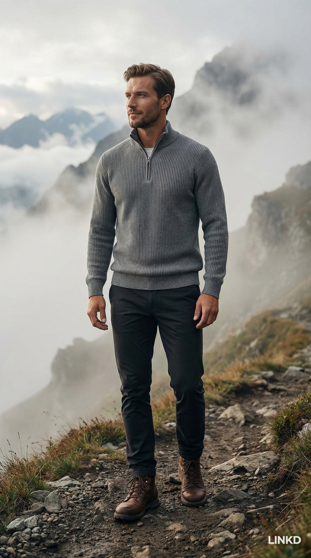 Men's Half-Zip Sweater with Stand Collar