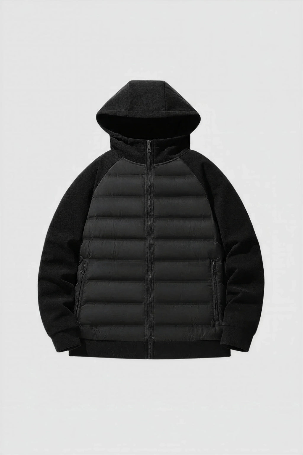 Loose Fit Hooded Down Jacket - Black