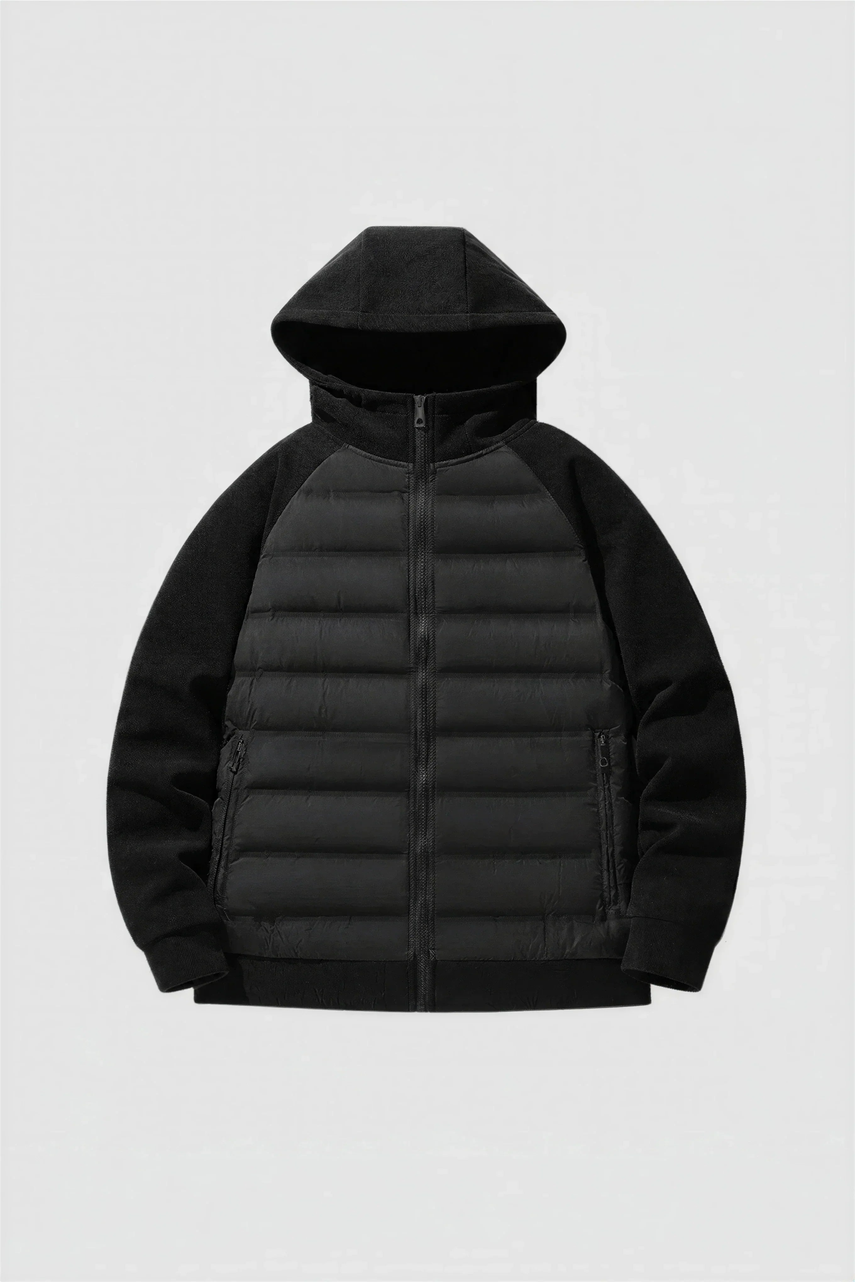 Loose Fit Hooded Down Jacket - Black
