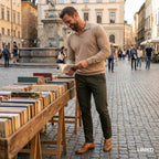 Men's Long Sleeve Knit Shirt with Lapel Collar
