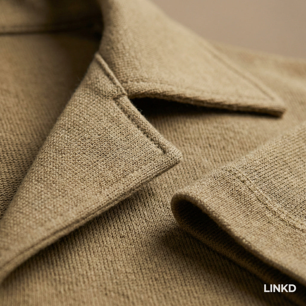Men's Long Sleeve Knit Shirt with Lapel Collar