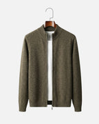 Merino Wool Full-Zip Sweater - Olive