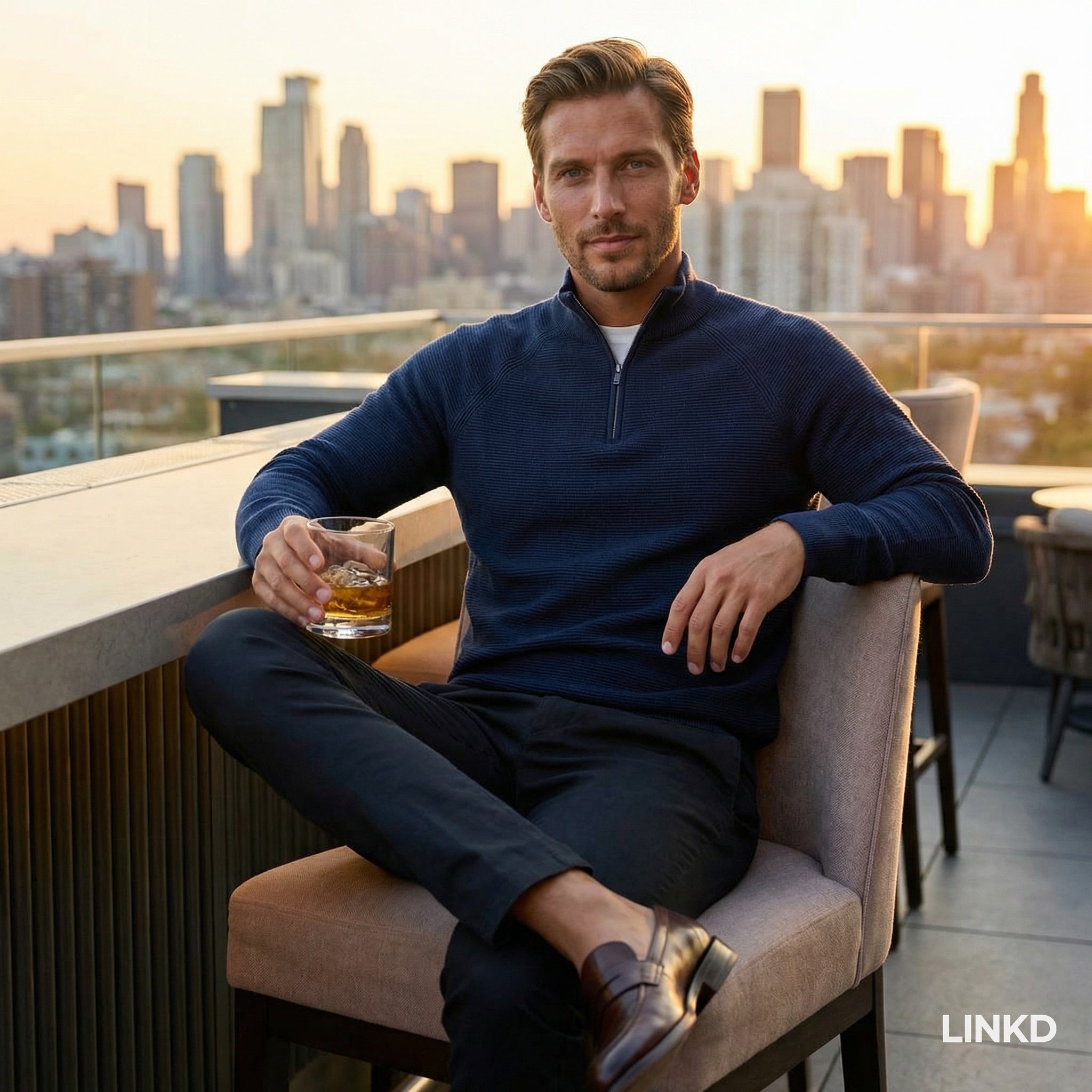 Men's Half-Zip Sweater with Stand Collar