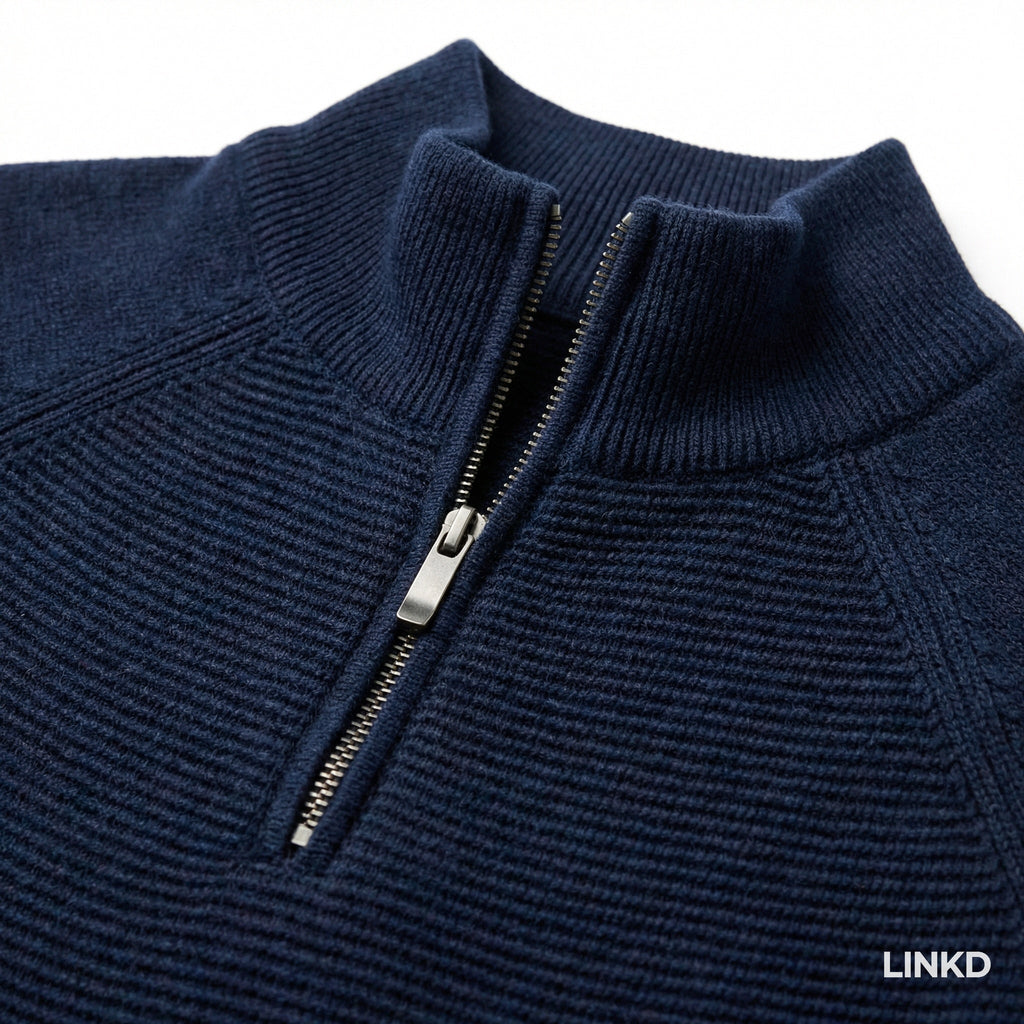 Men's Half-Zip Sweater with Stand Collar