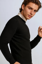 Men's Classic Crew Neck Pullover Sweater - Black