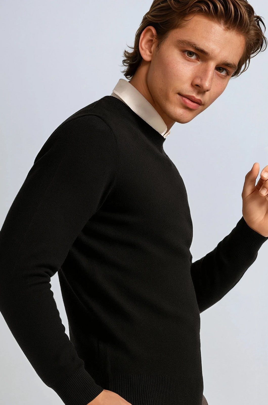 Men's Classic Crew Neck Pullover Sweater - Black