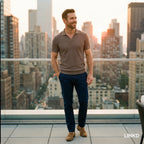 Men's Long Sleeve Knit Shirt with Lapel Collar