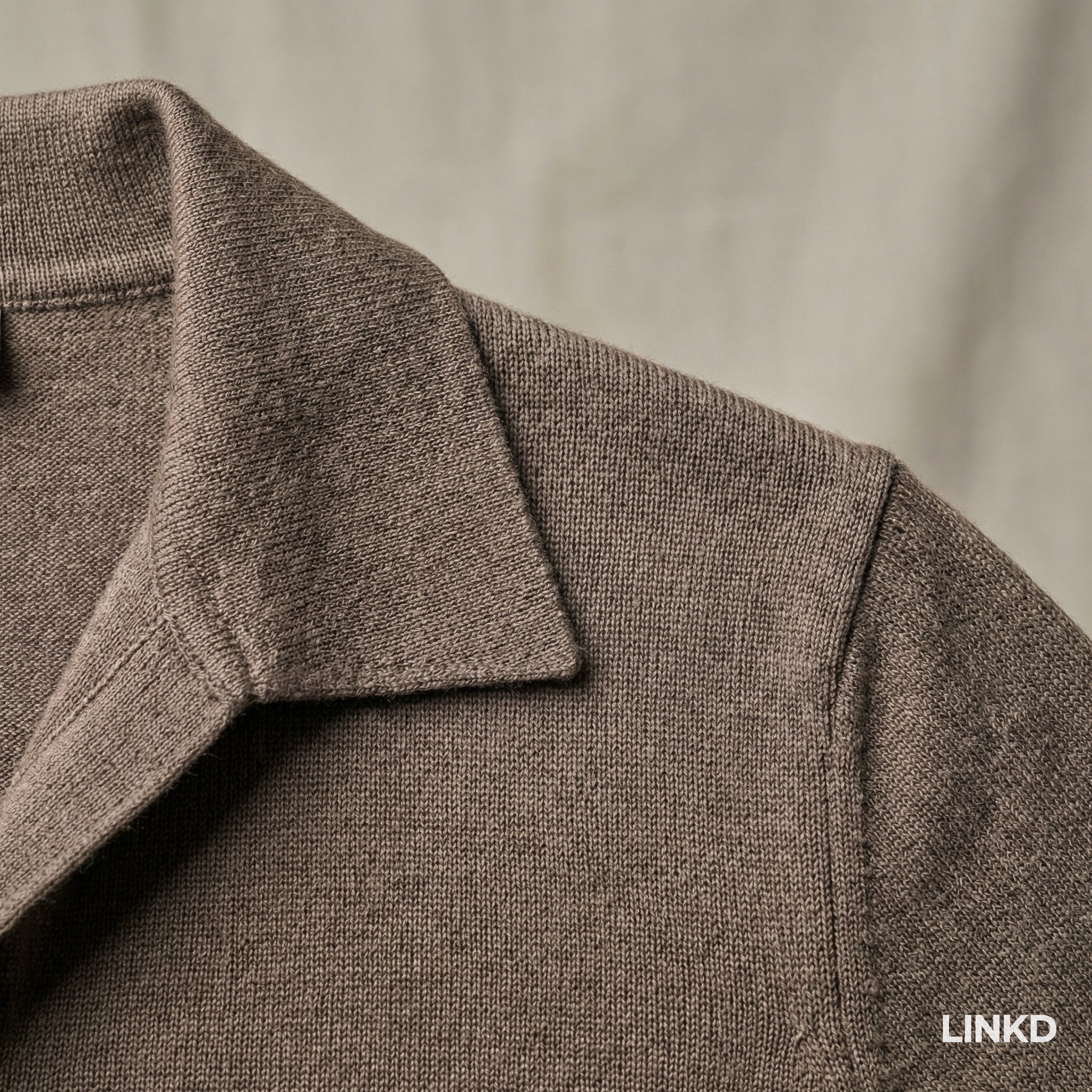 Men's Long Sleeve Knit Shirt with Lapel Collar
