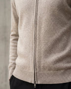 Merino Wool Full-Zip Sweater - Beige