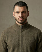 Merino Wool Full-Zip Sweater - Olive