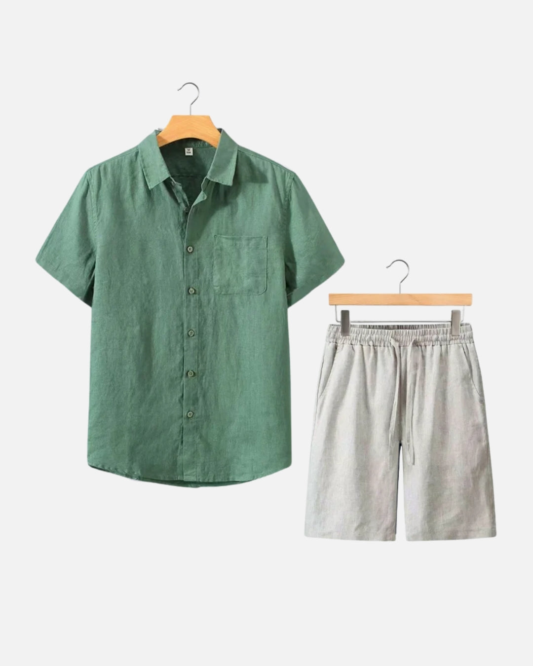 Altavita Linen Breeze Summer Set - Green/Beige