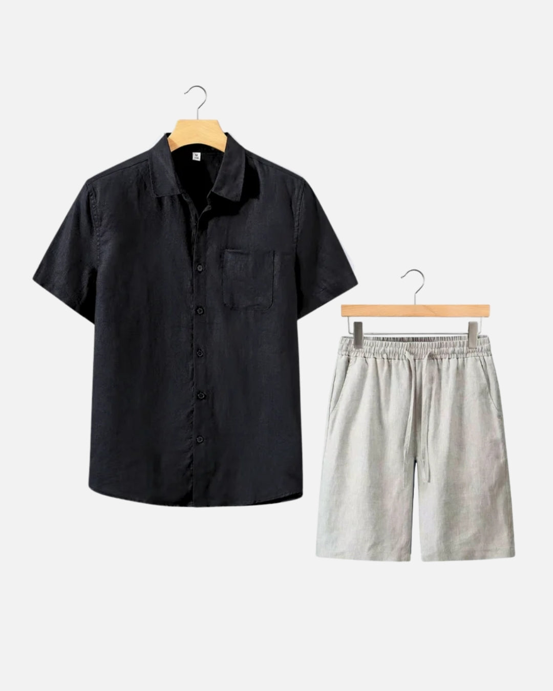 Altavita Linen Breeze Summer Set - Black/Beige