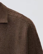 Cotton Waffle Half-Zip Sweater - Espresso