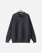 Cotton Waffle Half-Zip Sweater - Graphite