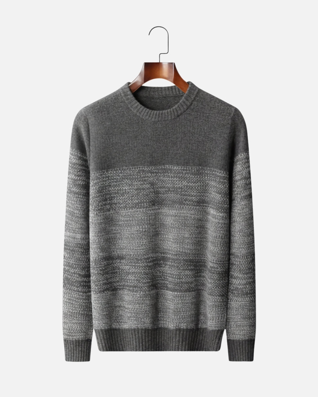 Merino Wool Crewneck Gradient Sweater - Grey
