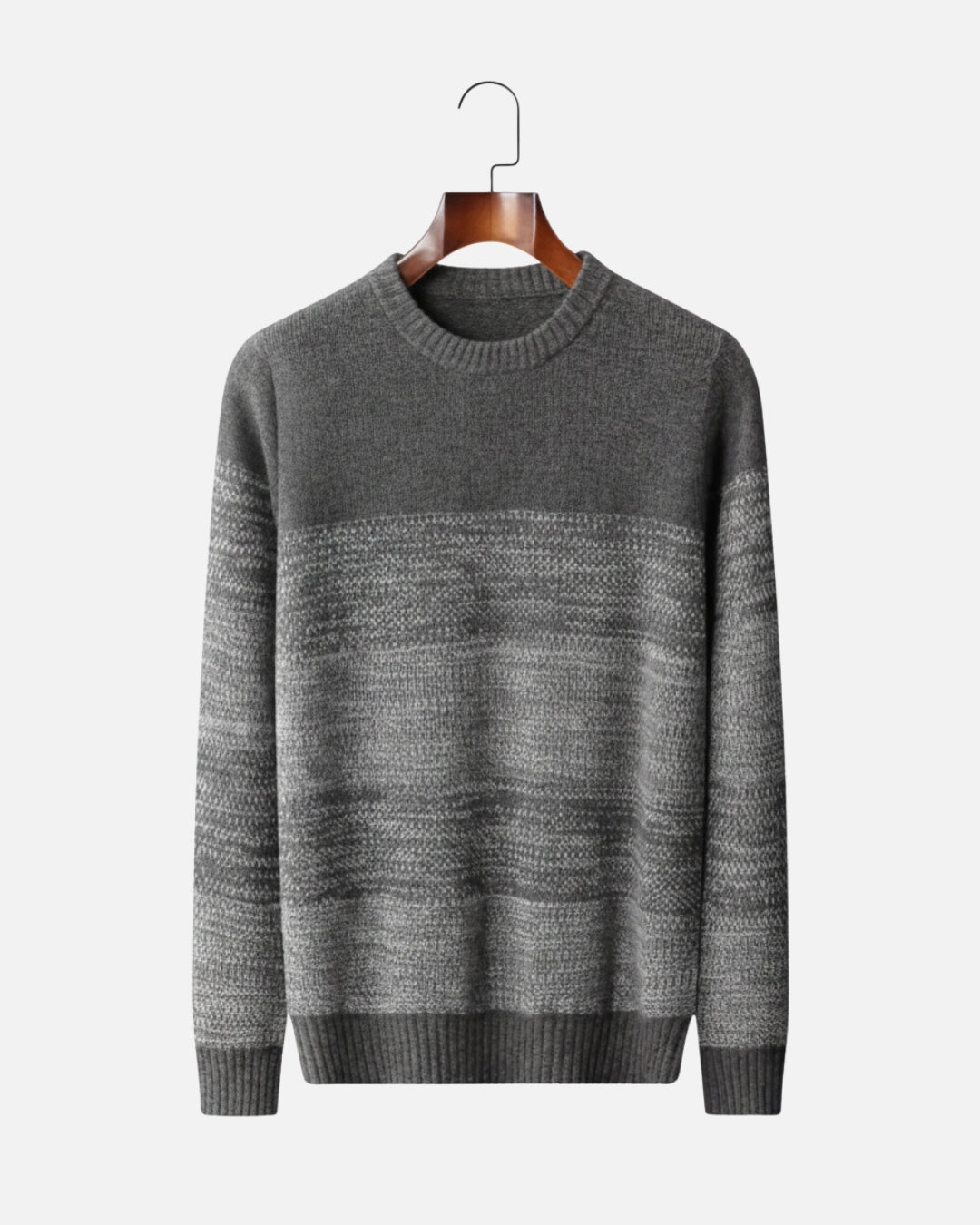 Merino Wool Crewneck Gradient Sweater - Grey