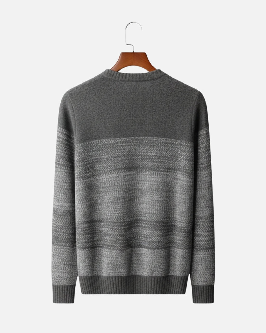 Merino Wool Crewneck Gradient Sweater - Grey