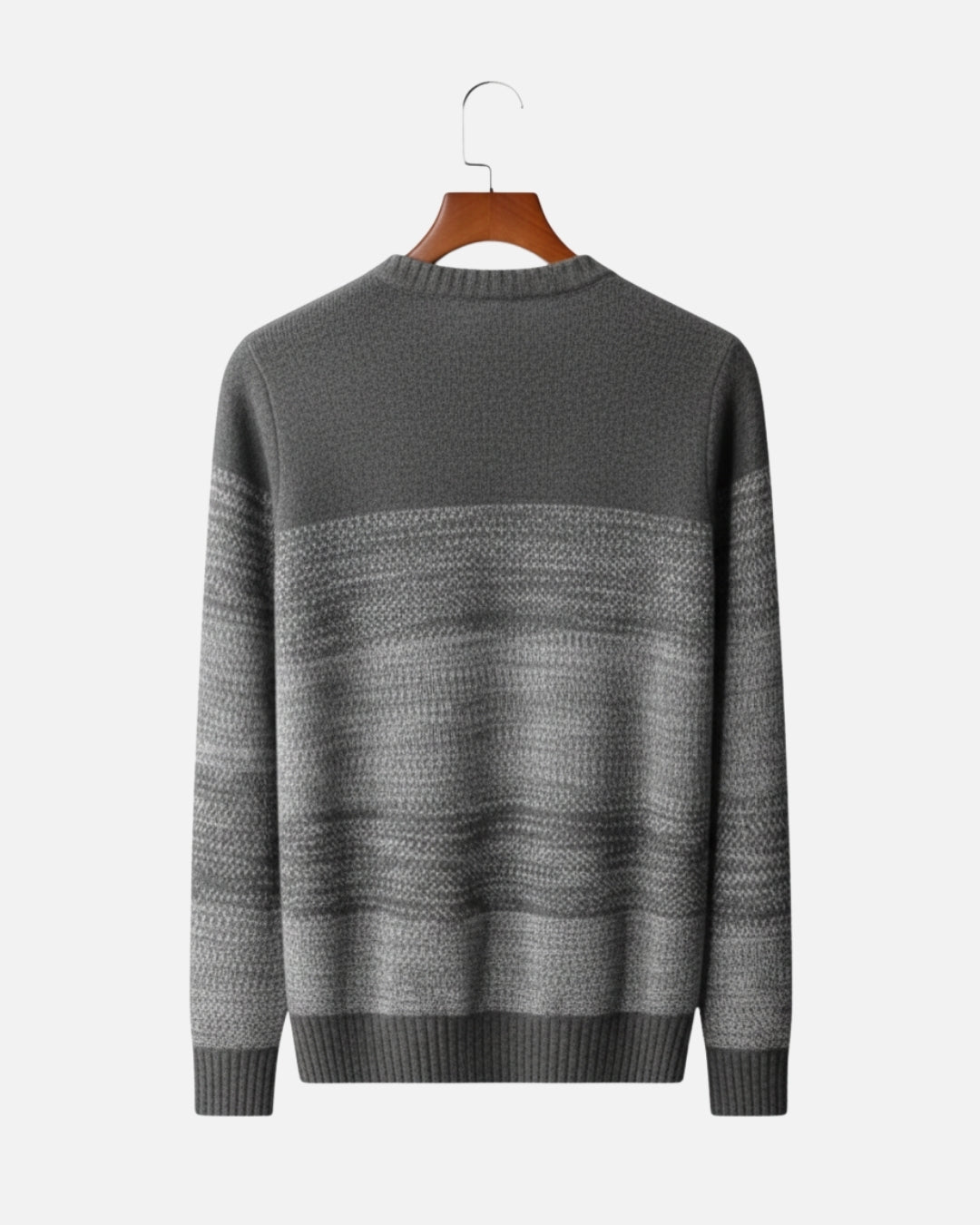 Merino Wool Crewneck Gradient Sweater - Grey