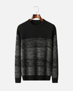 Merino Wool Crewneck Gradient Sweater - Black