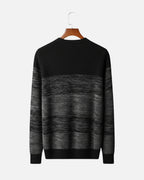 Merino Wool Crewneck Gradient Sweater - Black