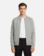 Merino Wool Full-Zip Stripe Sweater - Grey