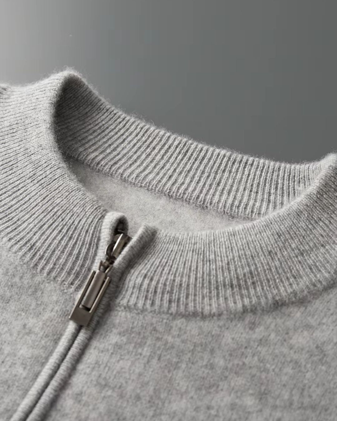 Merino Wool Full-Zip Stripe Sweater - Grey