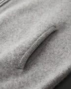 Merino Wool Full-Zip Stripe Sweater - Grey