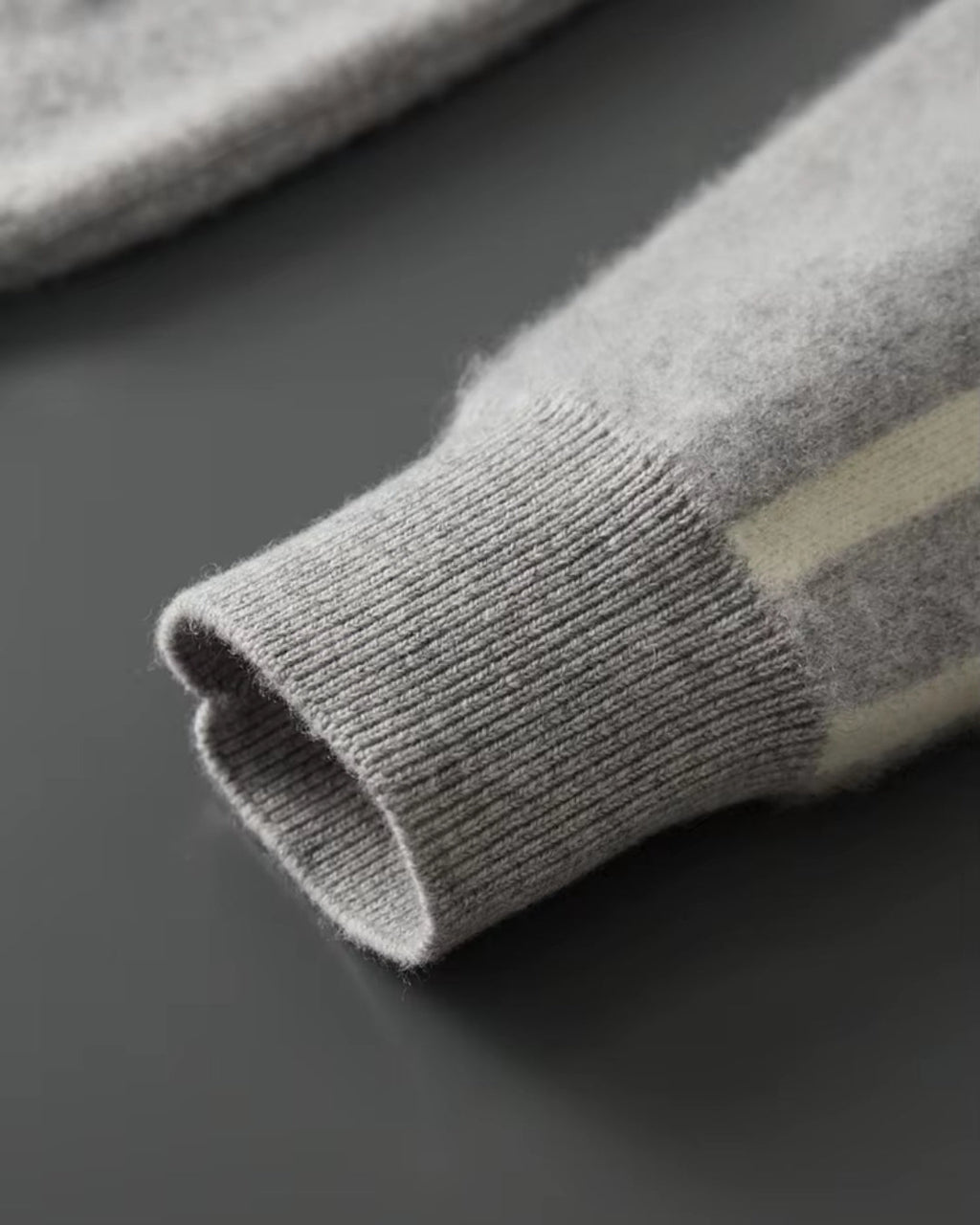 Merino Wool Full-Zip Stripe Sweater - Grey