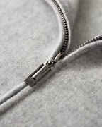 Merino Wool Full-Zip Stripe Sweater - Grey