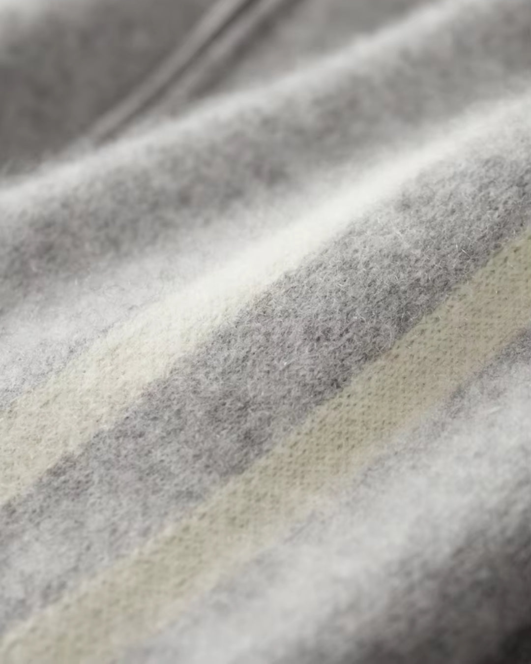 Merino Wool Full-Zip Stripe Sweater - Grey