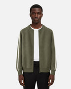 Merino Wool Full-Zip Stripe Sweater - Olive