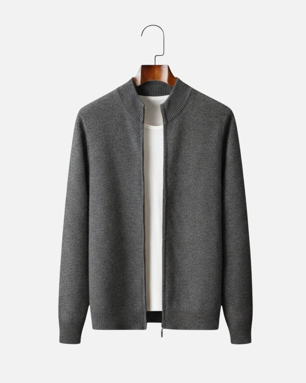 Merino Wool Full-Zip Sweater - Graphite