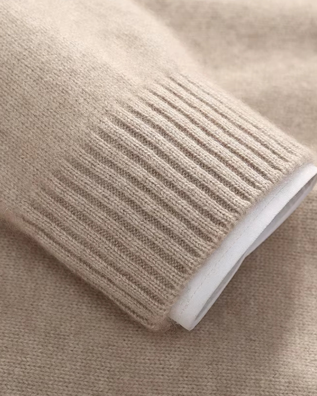 Merino Wool Quarter-Zip Sweater - Camel