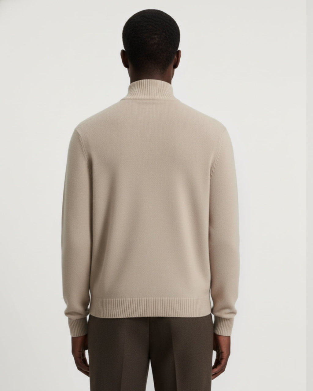 Merino Wool Quarter-Zip Sweater - Camel