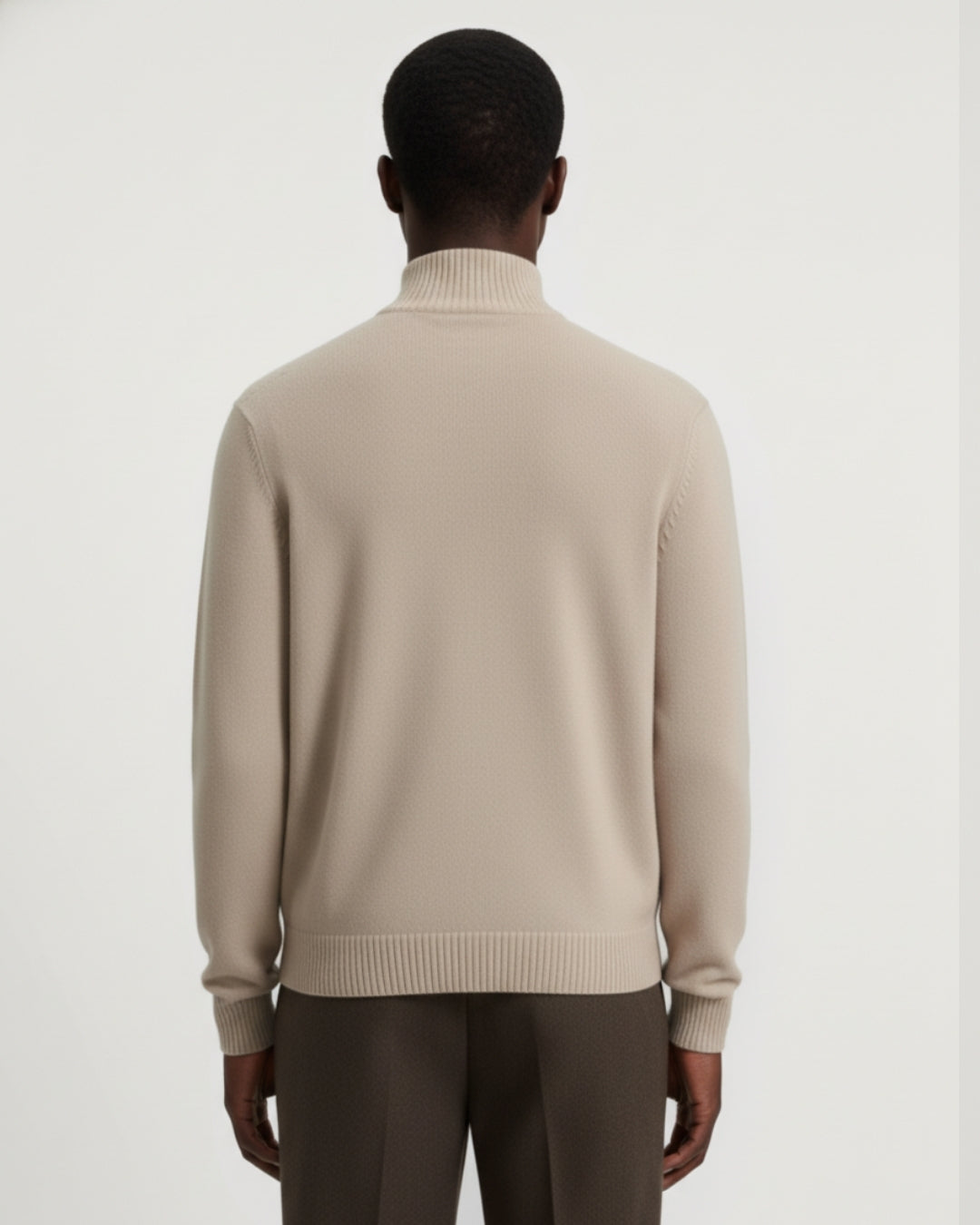Merino Wool Quarter-Zip Sweater - Camel