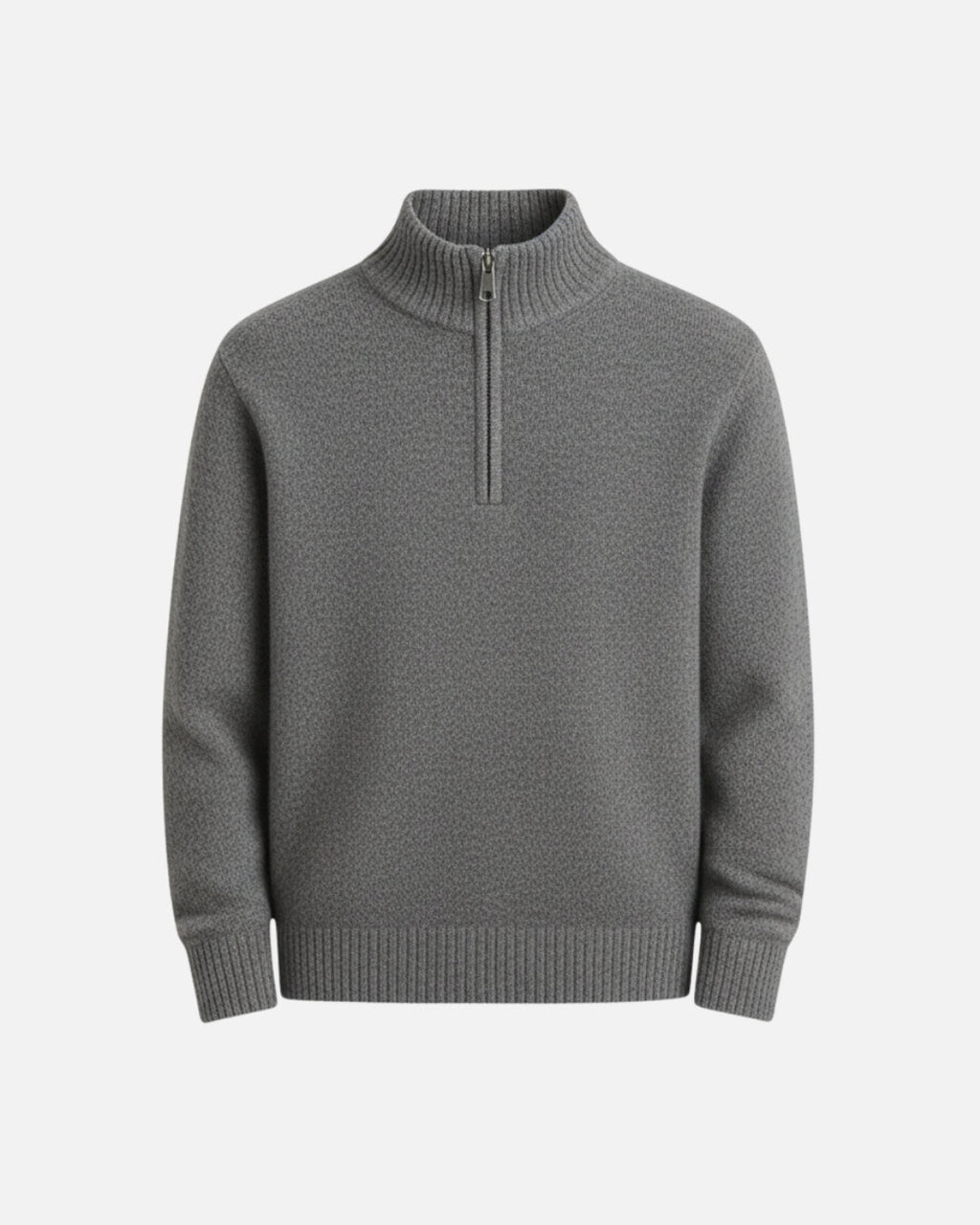 Merino Wool Quarter-Zip Sweater - Grey